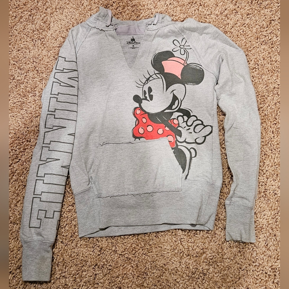 Disney Parks Authentic Original | Heather Gray Minnie Mouse Hoodie | Size M